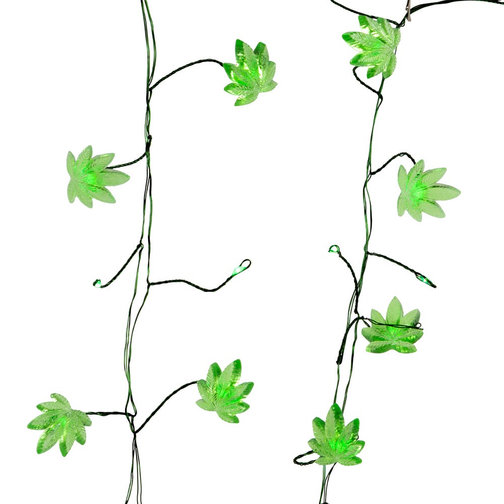 Kurt Adler 6-Foot 72-Light Battery-Operated Cannabis Cluster Garland
